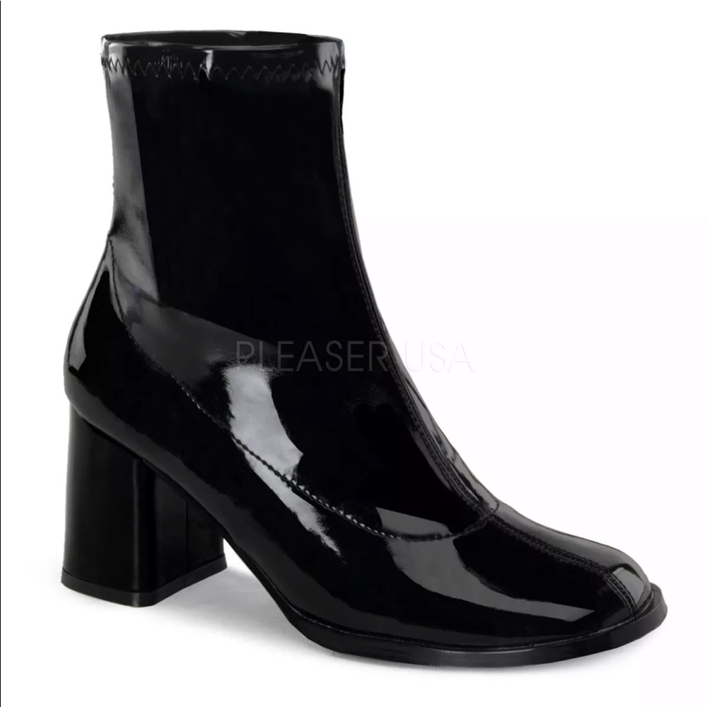 Patent leather booties